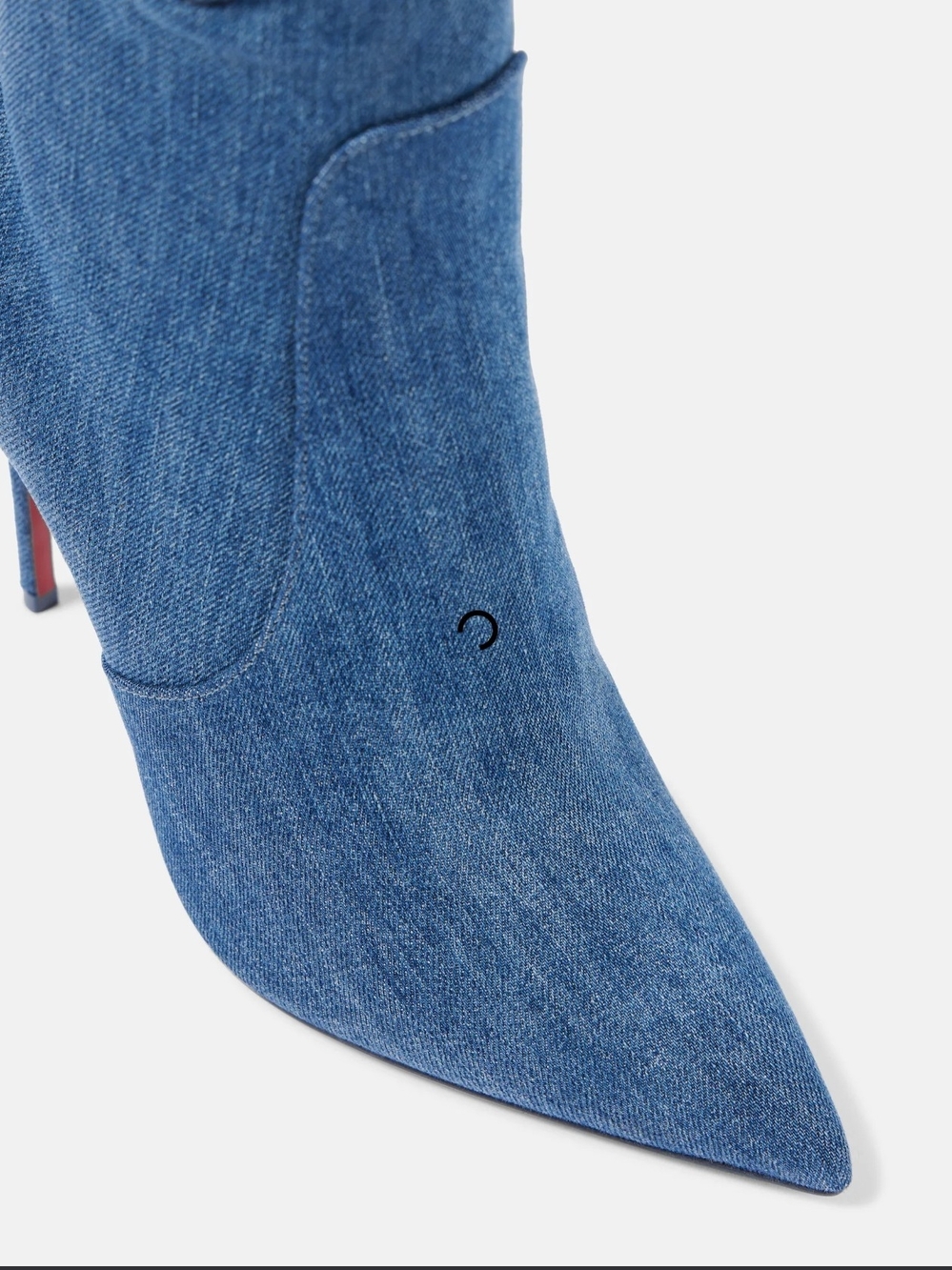 Christian Louboutin Denim Pointed-Toe Women Jeans Boot- Blue